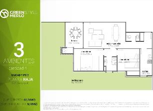 En zona barrio de Merlo Sur departamento con 2 baños en venta.